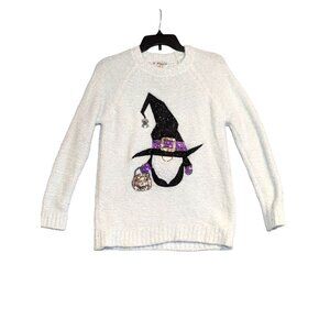 Poof Womens Halloween Sweater Gnome Witch Design & Sequin Accents Small